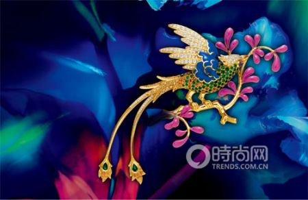 Tiffany &Co. 彩色寶石鑲嵌、飾彩漆鳳凰胸針 Tiffany &Co. 彩色寶石鑲嵌、飾彩漆鳳凰胸針