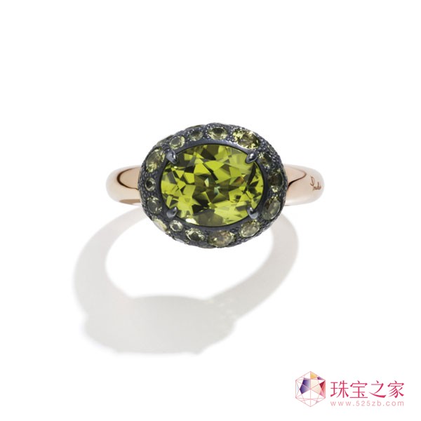 玫瑰金、拋光銀鑲嵌橄欖石 戒指 售價(jià):RMB28,300