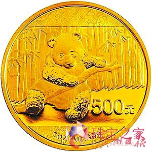 一盎司圓形普制金質幣背面。